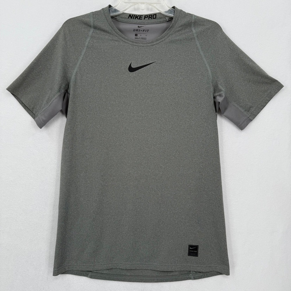Nike Pro Shirt Dri Fit‎ Men's Gray Athletic Training Size M Lightweight Stretch